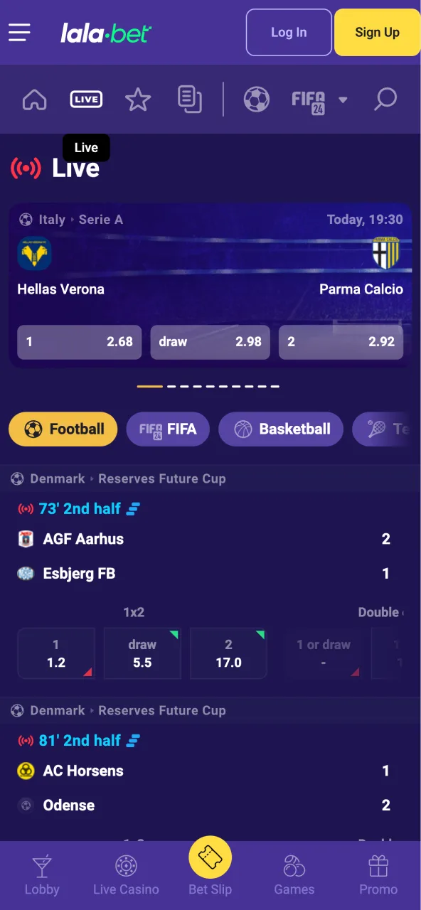 Duik in Lalabet's Live-sport sectie voor realtime weddenschappen op lopende wedstrijden.