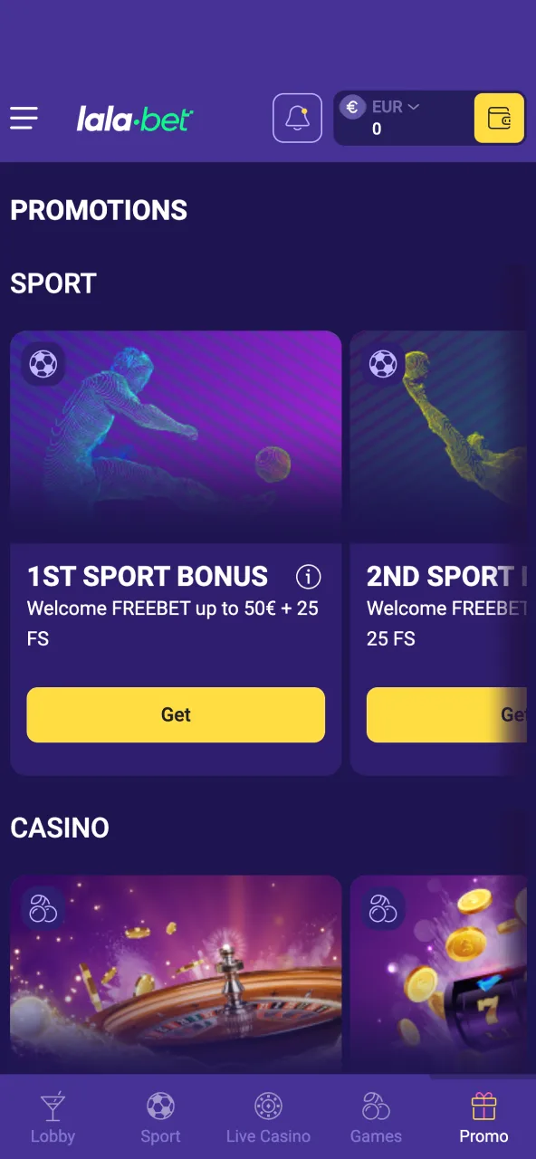 Kijk in de categorie 'Promoties' van Lalabet om de beste welkomstbonus te kiezen.