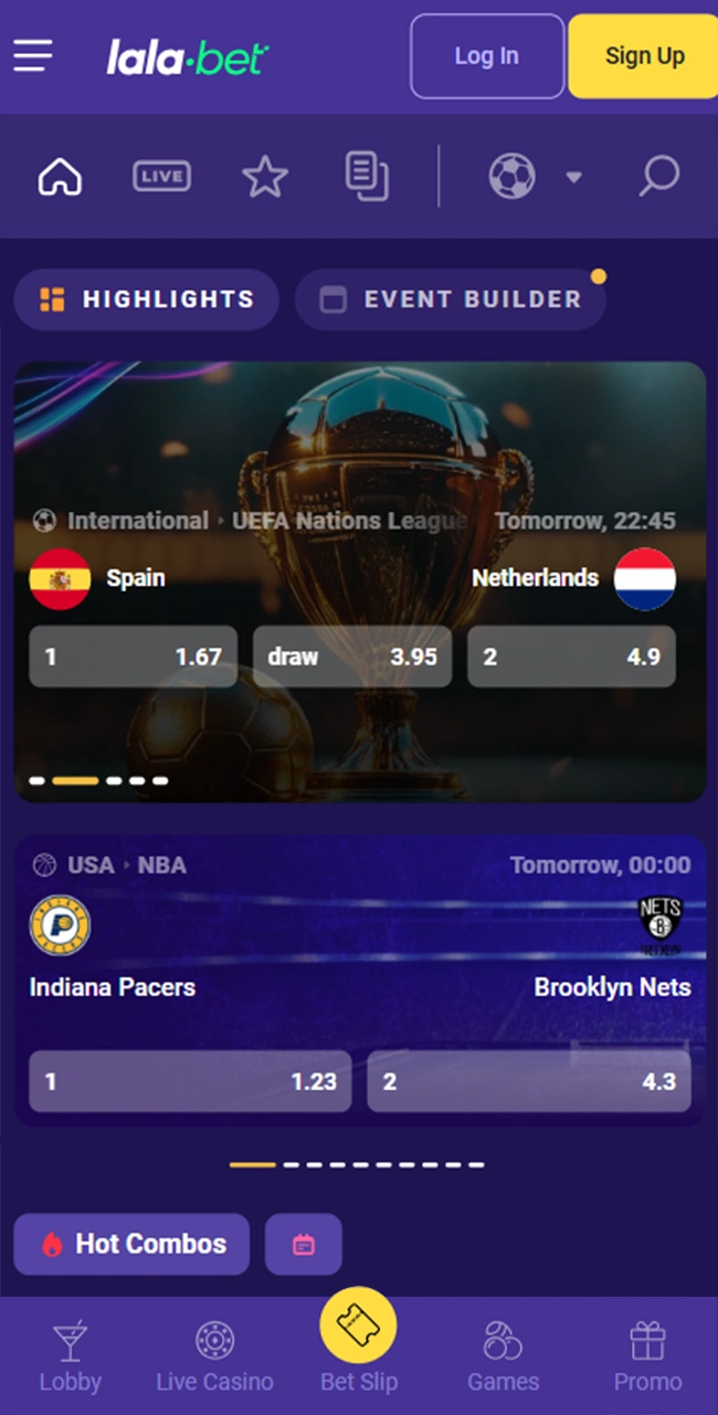 Navigeer door Lalabet's Sportcategorie om wedstrijden te vinden en live weddenschappen te plaatsen.