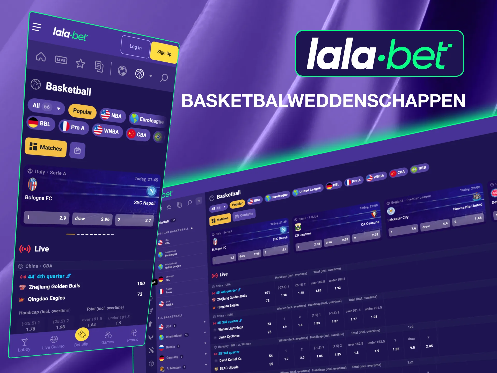 Verken de basketbalmarkten van Lalabet met opties op wedstrijduitslagen en spelersprestaties.