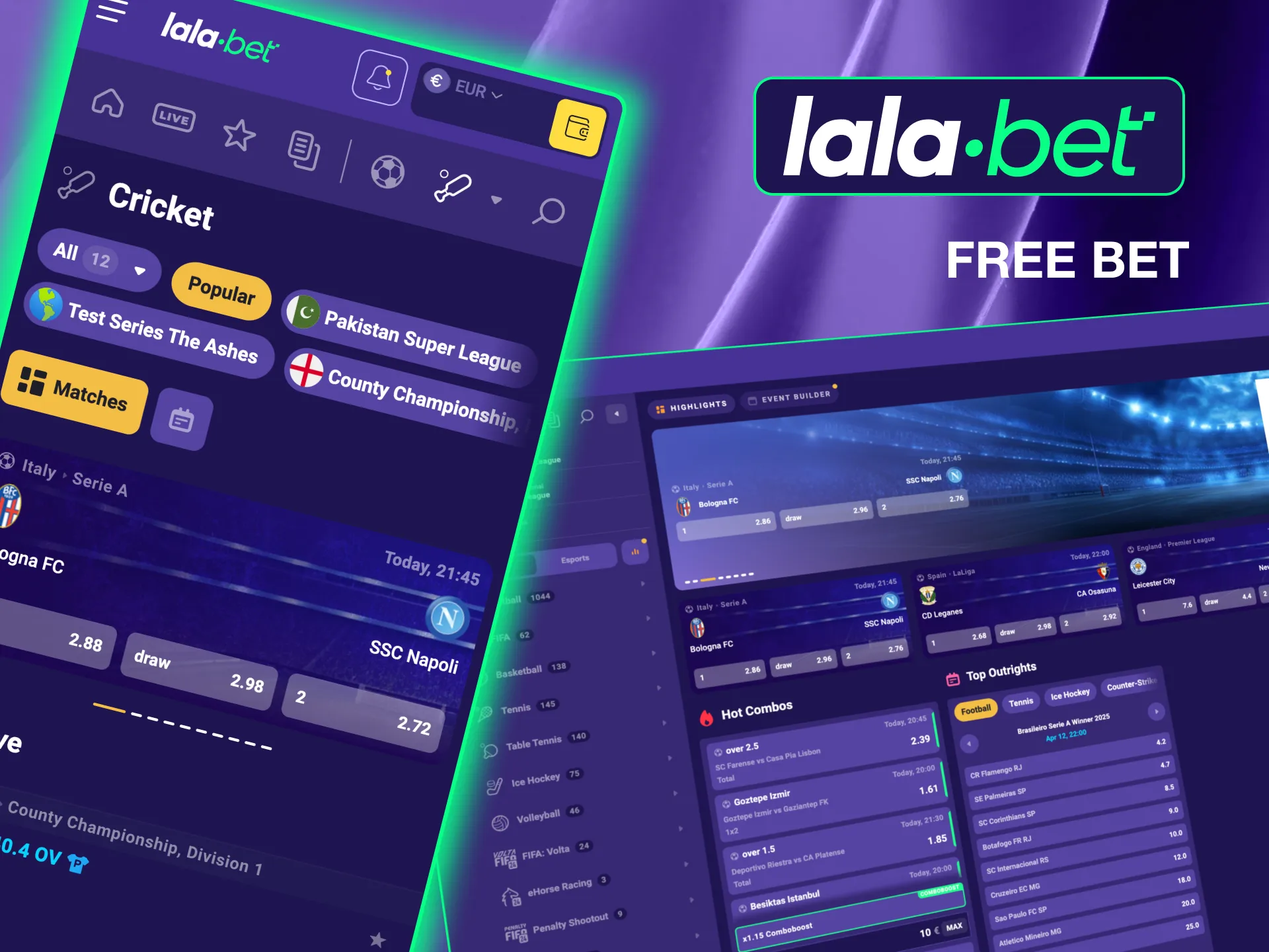 Profiteer van Lalabet's Free Bet bonus om veel te winnen op sport zonder je saldo te riskeren.