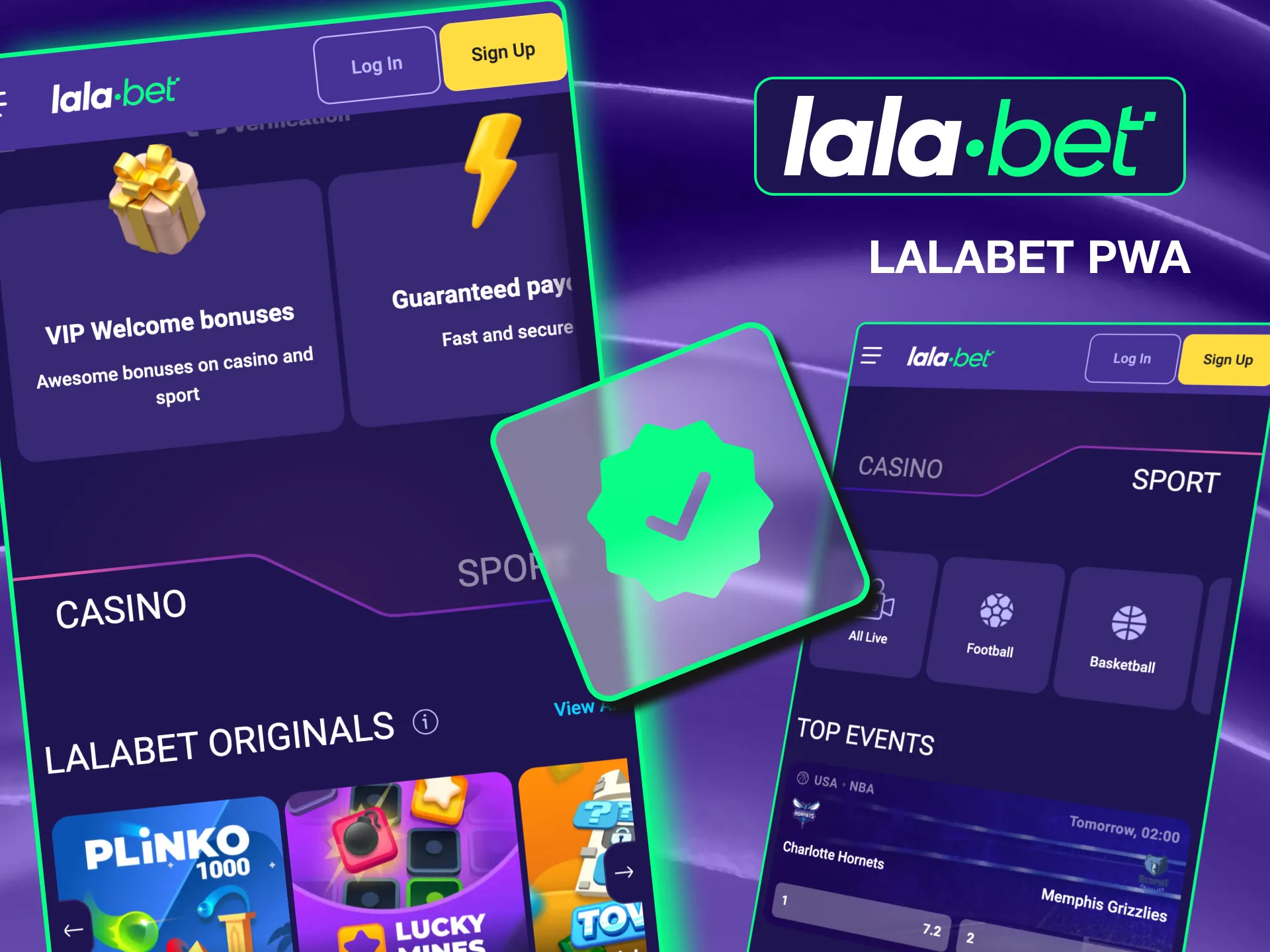 Krijg toegang tot Lalabet-games op je desktop met de naadloze en veilige PWA.