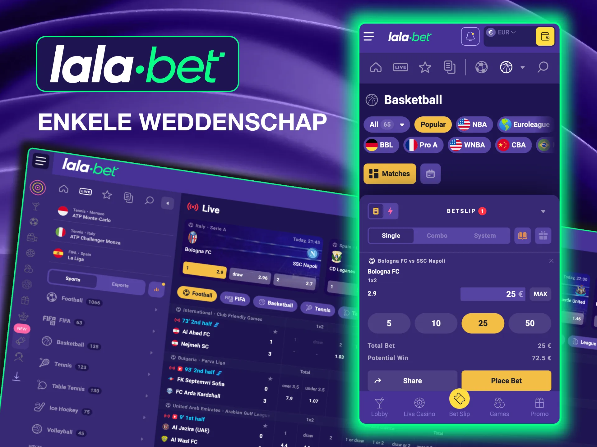 Plaats een Single Bet op Lalabet om de uitkomst van een evenement met gemak te voorspellen.