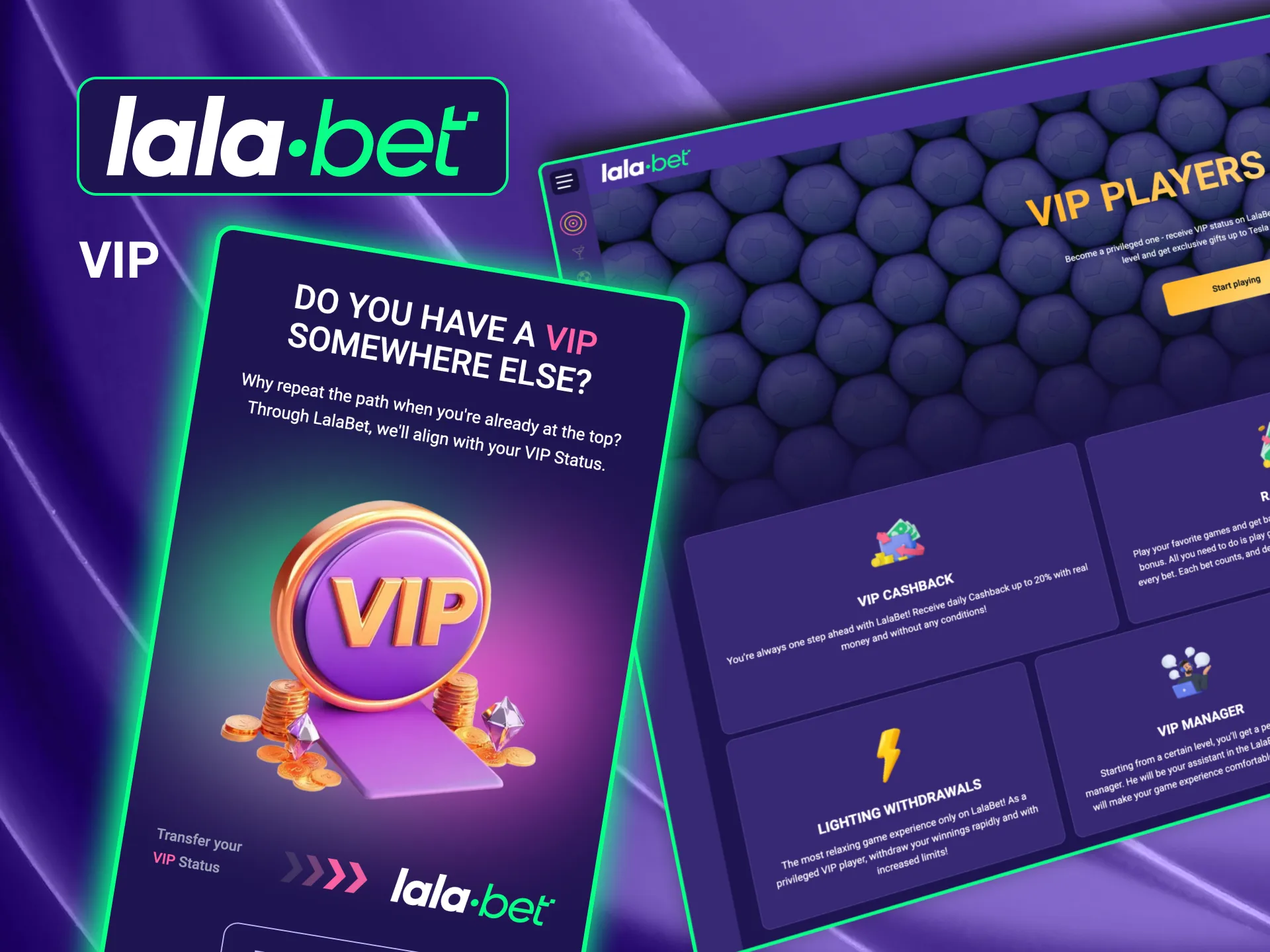 Word lid van het VIP-programma van Lalabet voor exclusieve voordelen, waaronder snelle uitbetalingen en bonussen.