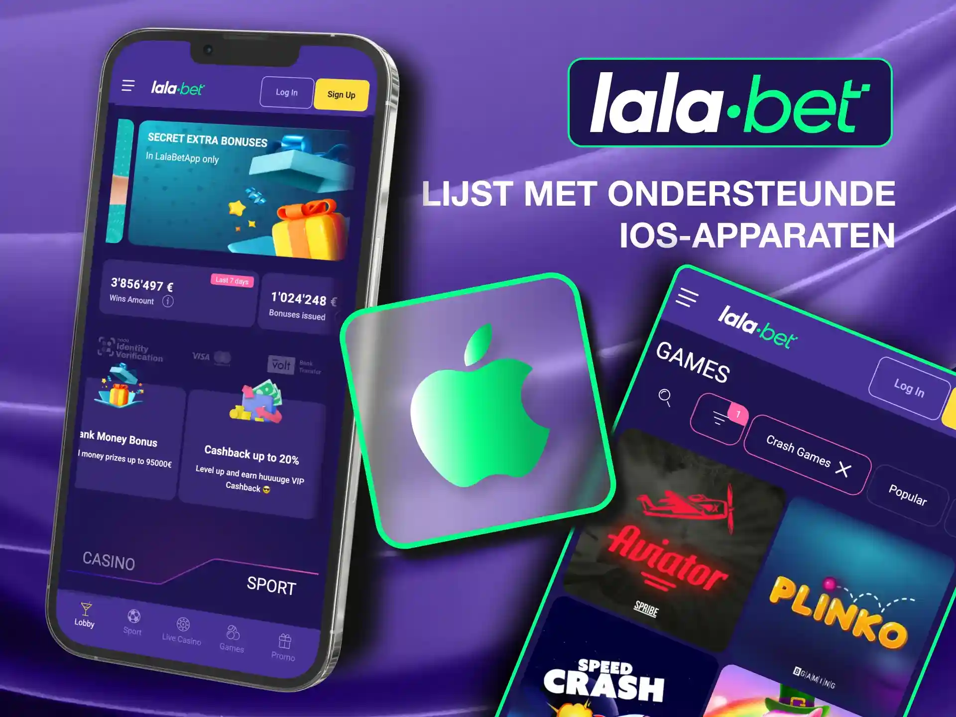 Lalabet ondersteunt iOS-apparaten, waaronder iPhone 15 en andere nieuwste iPhone-modellen.