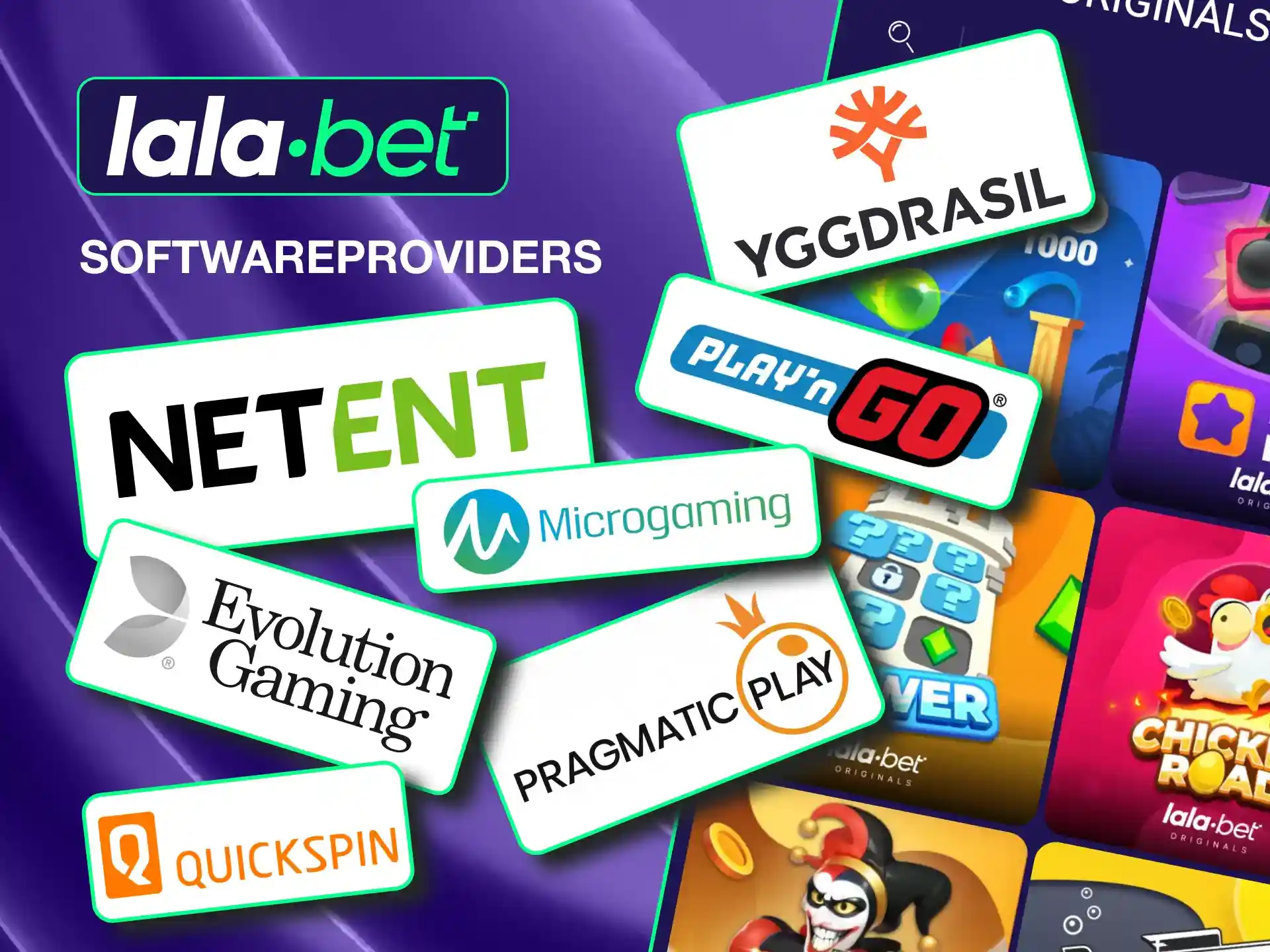 Lalabet biedt spellen aan van topaanbieders als NetEnt, Microgaming, Evolution en meer.